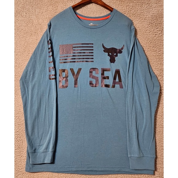 Under Armour Shirt Mens‎ Project Rock Freedom By Sea American Flag USA Blue XL - Picture 1 of 7